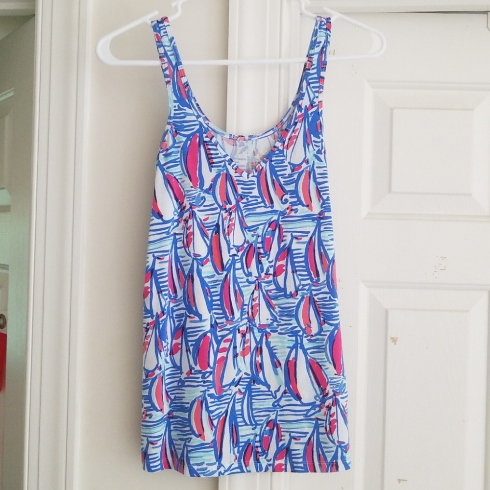 Lilly Pulitzer Blue, Pink & White Sailboat-Print Tank Top